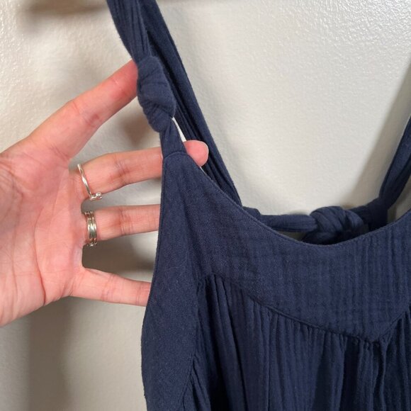 Xirena Rumi Midi Maxi Dress Size Small Navy Blue Gauze Vacation Lagenlook - Picture 7 of 12